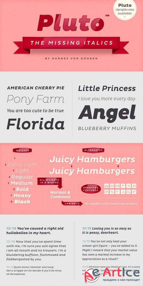 Pluto Italics Font Family - otf