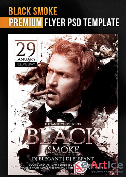 Black Smoke Flyer PSD Template + Facebook Cover