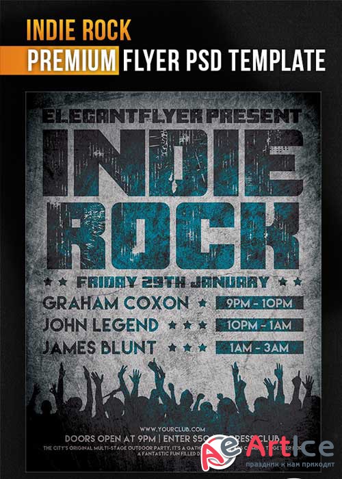 Indie Rock Flyer PSD Template + Facebook Cover