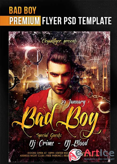 Bad Boy Flyer PSD Template + Facebook Cover