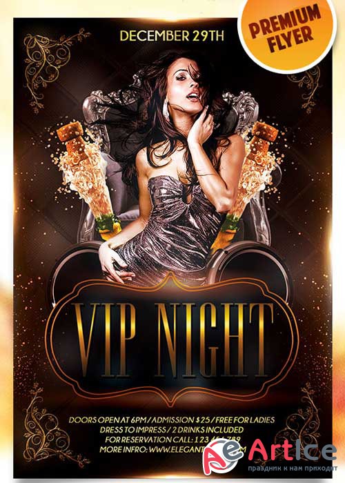 Vip Night Flyer PSD Template + Facebook Cover