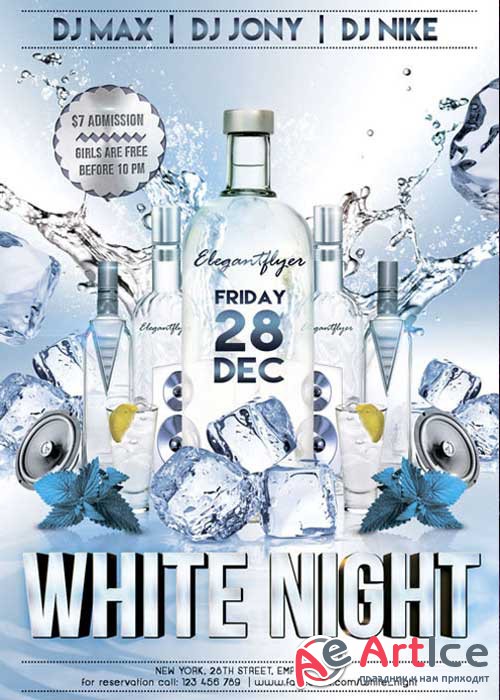 White Night Premium Club flyer PSD Template