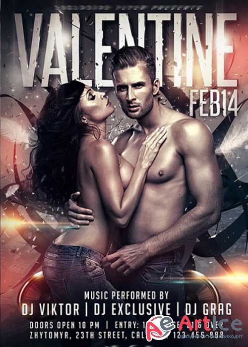 Valentines Night V2 Premium Flyer Template + Facebook cover