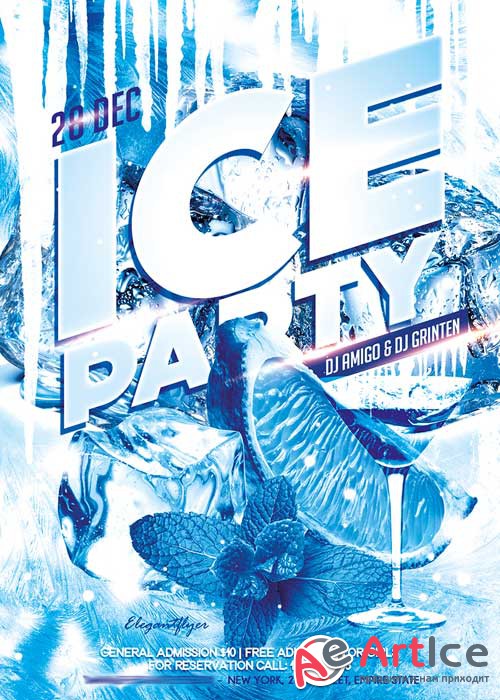 Ice Party Flyer PSD Template + Facebook Cover