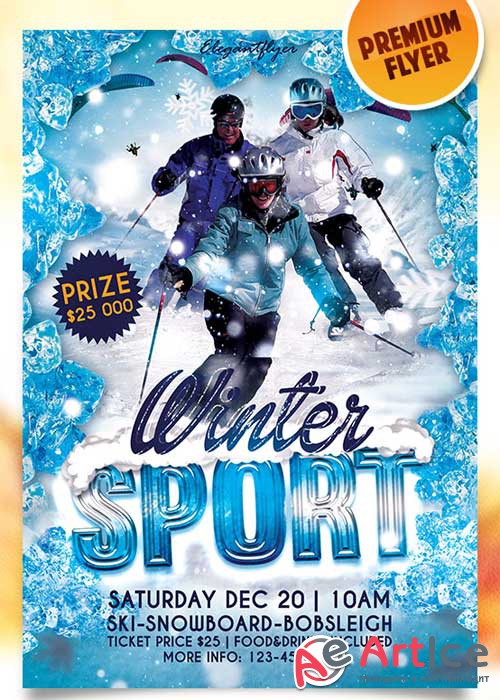 Winter Sport Flyer PSD Template + Facebook Cover