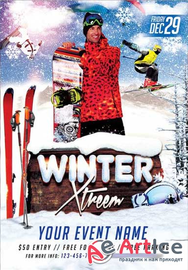 Winter Extreme Premium Flyer Template + Facebook Cover