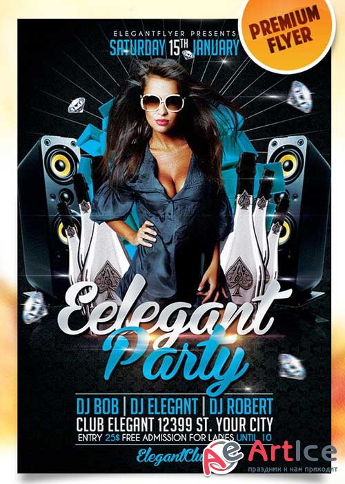 Elegant Party Flyer PSD Template + Facebook Cover