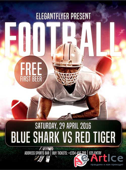 Football Flyer PSD Template + Facebook Cover