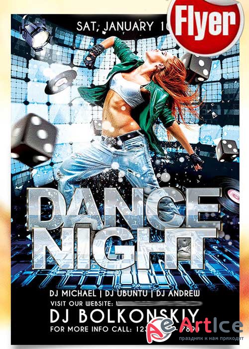 Dance Club Flyer PSD Template + Facebook Cover