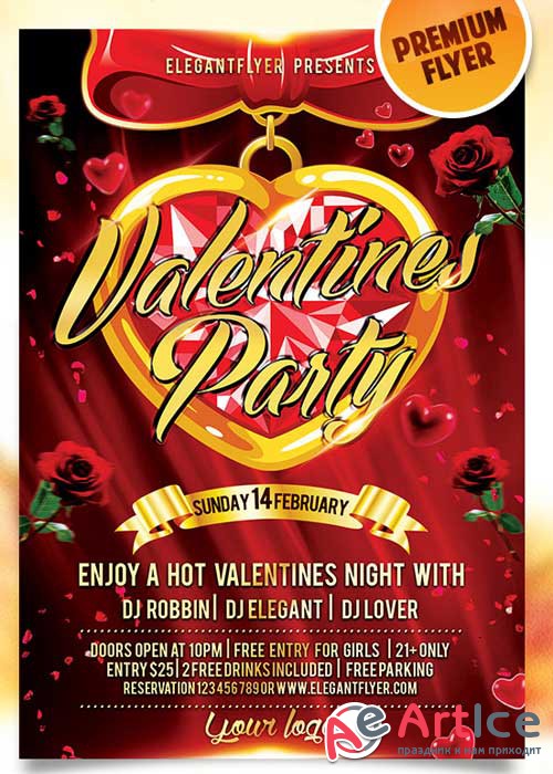 Valentines Day Flyer PSD Template + Facebook Cover