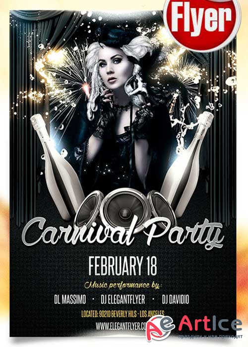 Carnival Party Flyer PSD Template + Facebook Cover