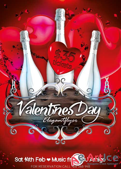 Valentines Day V02 Flyer PSD Template + Facebook Cover