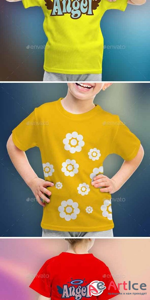 Children Girls T-shirt Mock-Up