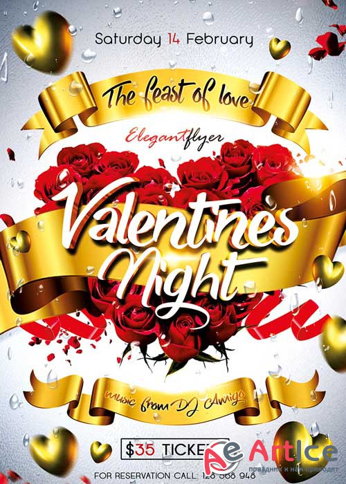 Valentines Night Flyer PSD Template + Facebook Cover