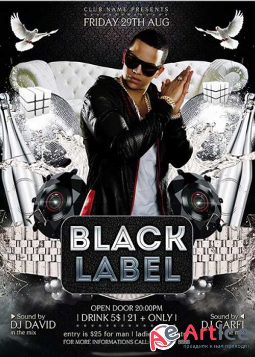 Black Label Premium Flyer Template + Facebook Cover