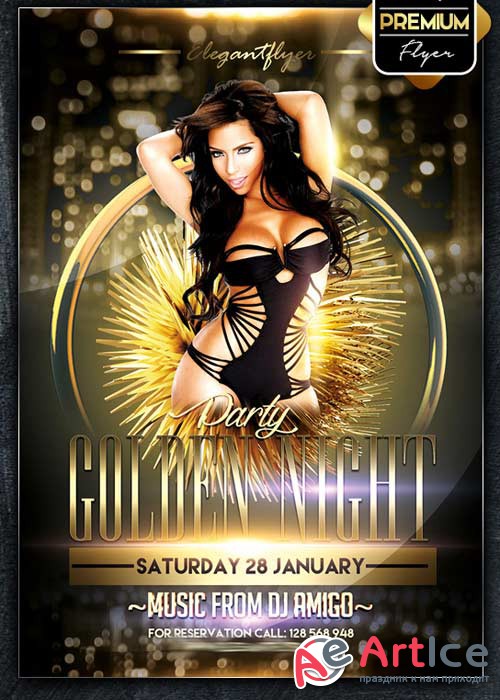 Golden Night V02 Flyer PSD Template + Facebook Cover