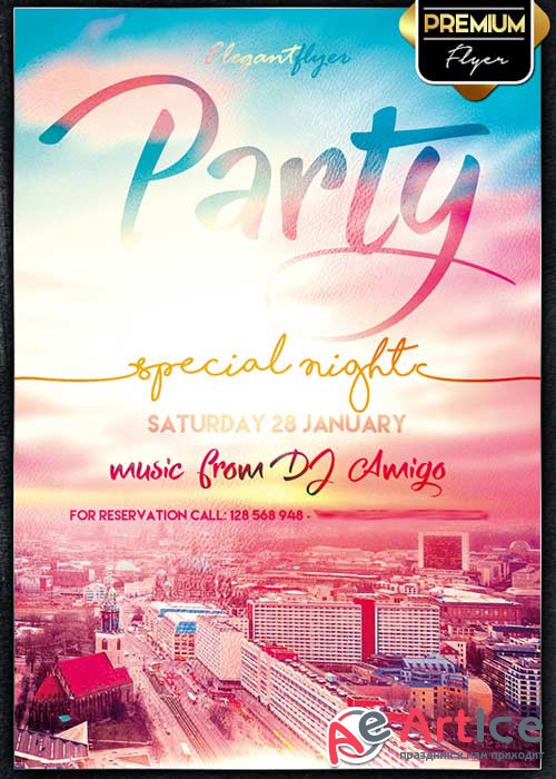 Party Special Night Flyer PSD Template + Facebook Cover