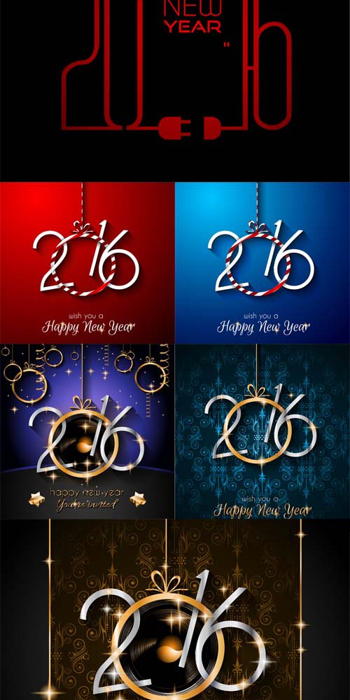 Vector Set - 2016 Happy New Year Background 2