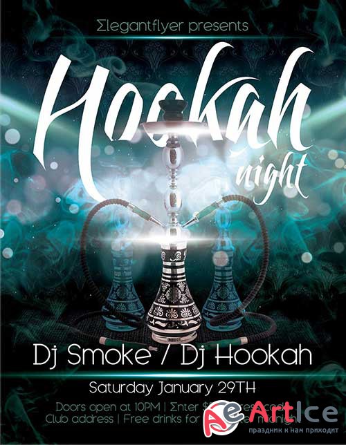 Hookah Night Flyer PSD Template + Facebook Cover