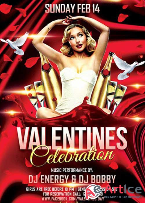 Valentines Celebration Premium Flyer Template + Facebook Cover