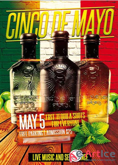 Cinco de Mayo Premium Flyer Template + Facebook Cover