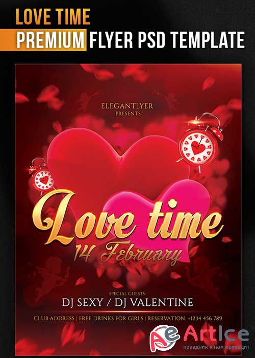 Love Time Flyer PSD Template + Facebook Cover