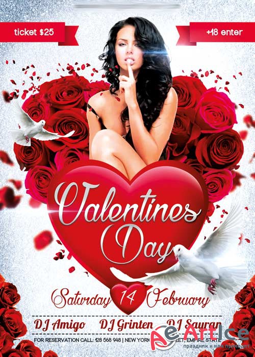 Valentines Day V03 Flyer PSD Template + Facebook Cover