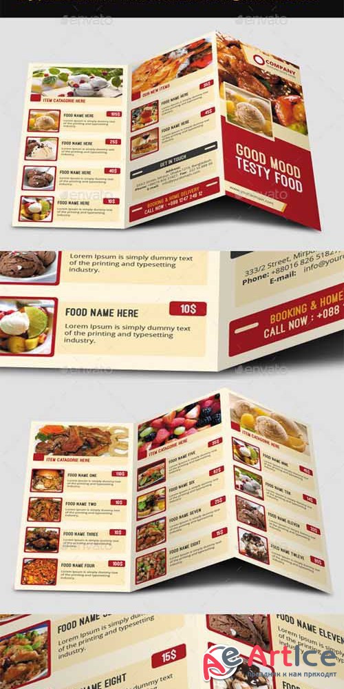 Tri Fold Restaurant Foods Menu