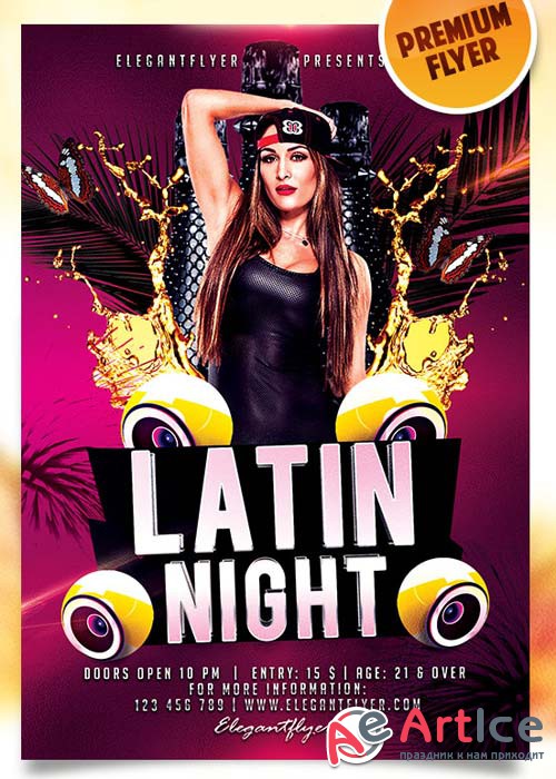 Latin Night Flyer PSD Template + Facebook Cover