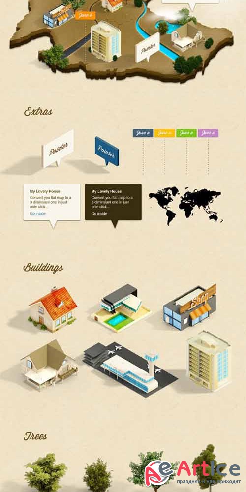 3D Isometric Map (Photoshop Action)