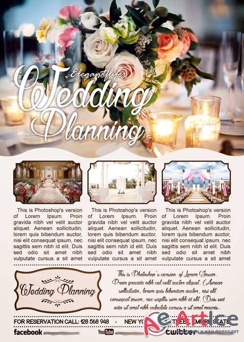 Wedding Planning Flyer PSD Template + Facebook Cover