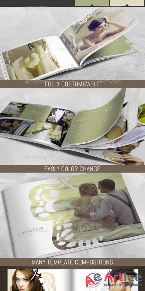 Wedding Photo Album Horizontal Brochure Template