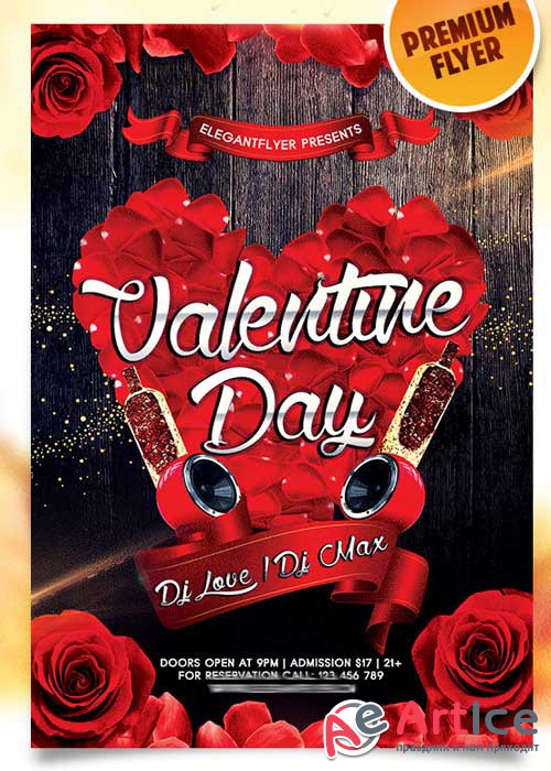 Valentines Day Flyer PSD Template + Facebook Cover