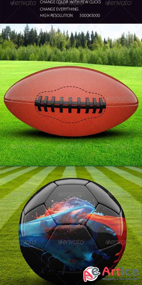 Realistic Sport Balls Mock Up