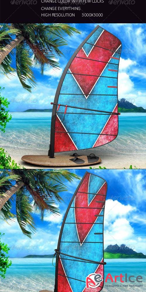 Realistic Windsurf Mock Up