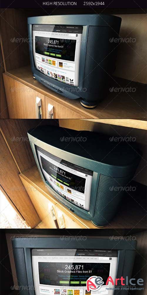 PhotoRealistic Vintage Tv Mock Up