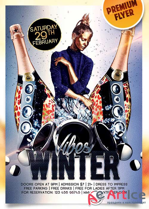 Winter Vibes Flyer PSD Template + Facebook Cover