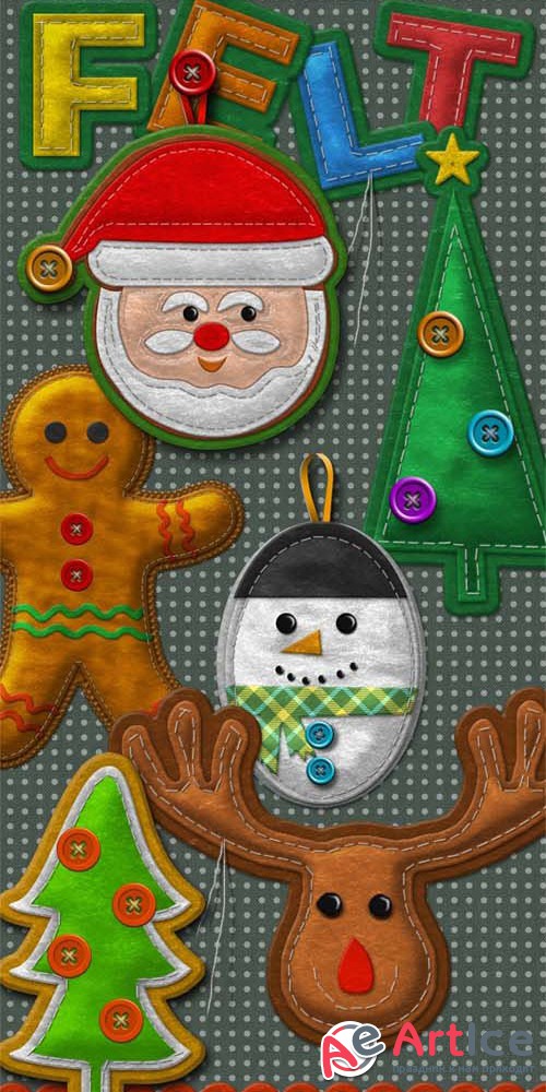 Felt Stitched Ornaments Photoshop Creation Kit