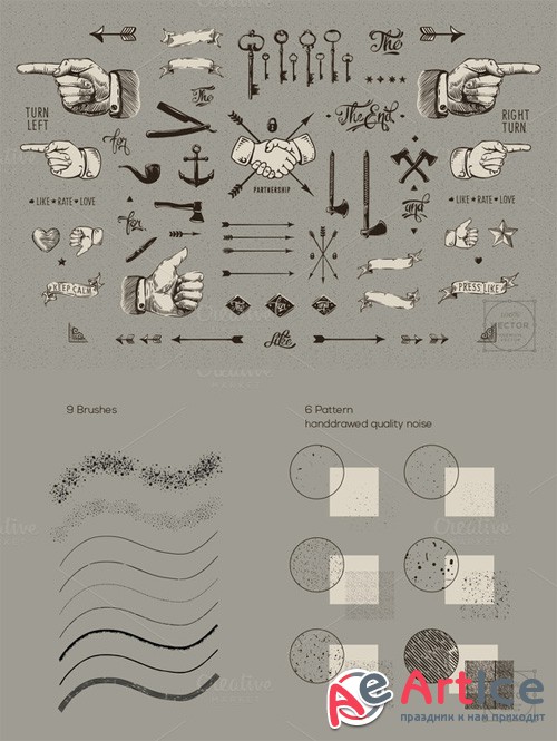 HQ Vector vintage elements - Creativemarket 21357