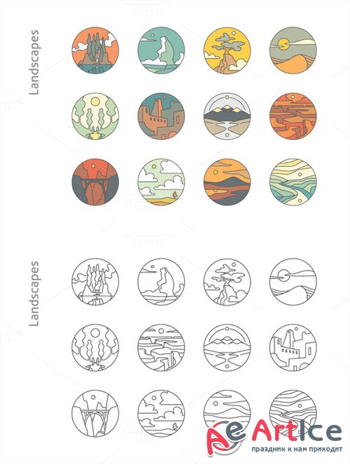 12 Landscape Icons - Creativemarket 359091