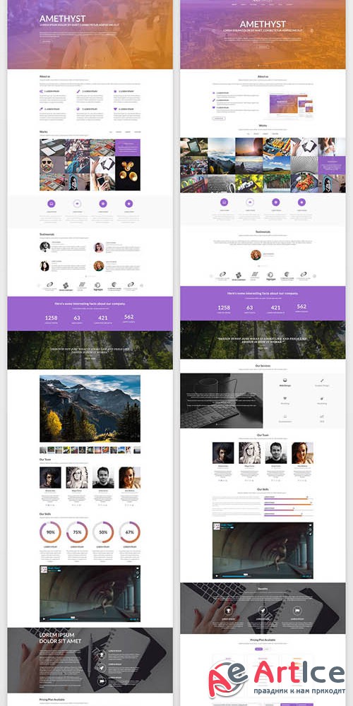 Amethyst - Responsive Multipurpose PSD Website Template