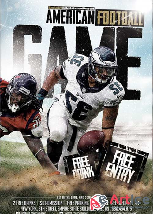 American Football Game Premium Flyer Template + Facebook Cover