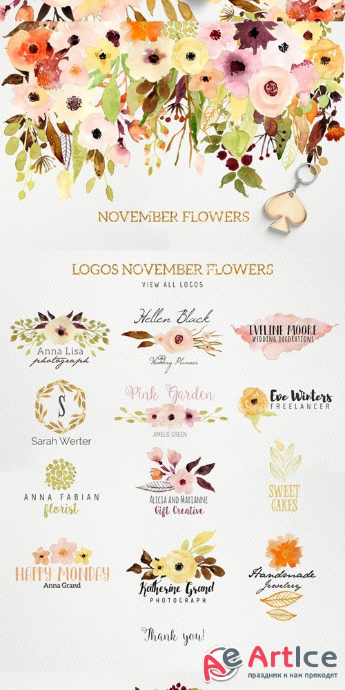 Logos and November Flowers - Creativemarket 429313