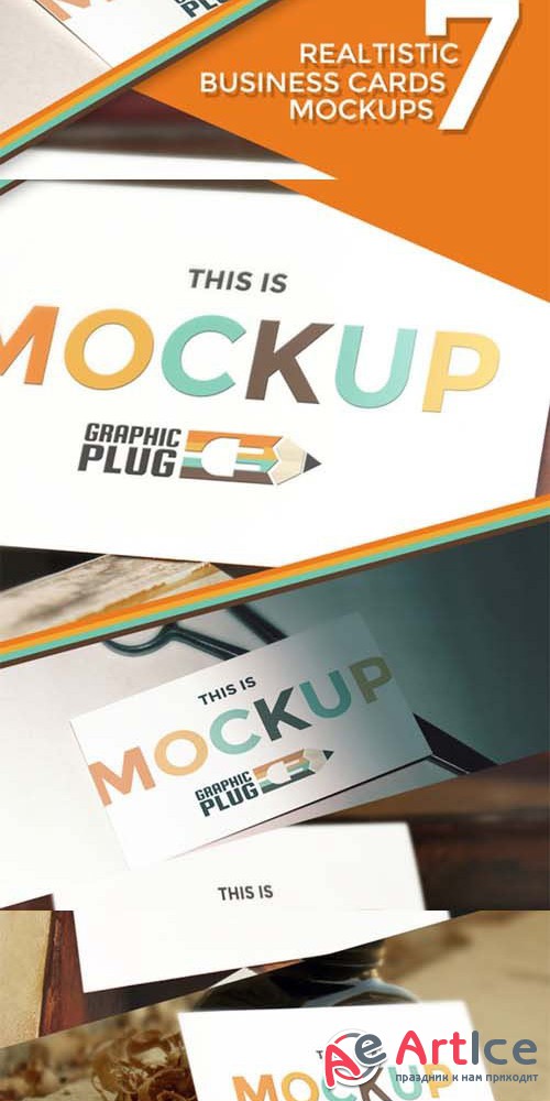 7 Realistic Business Cards Mockups