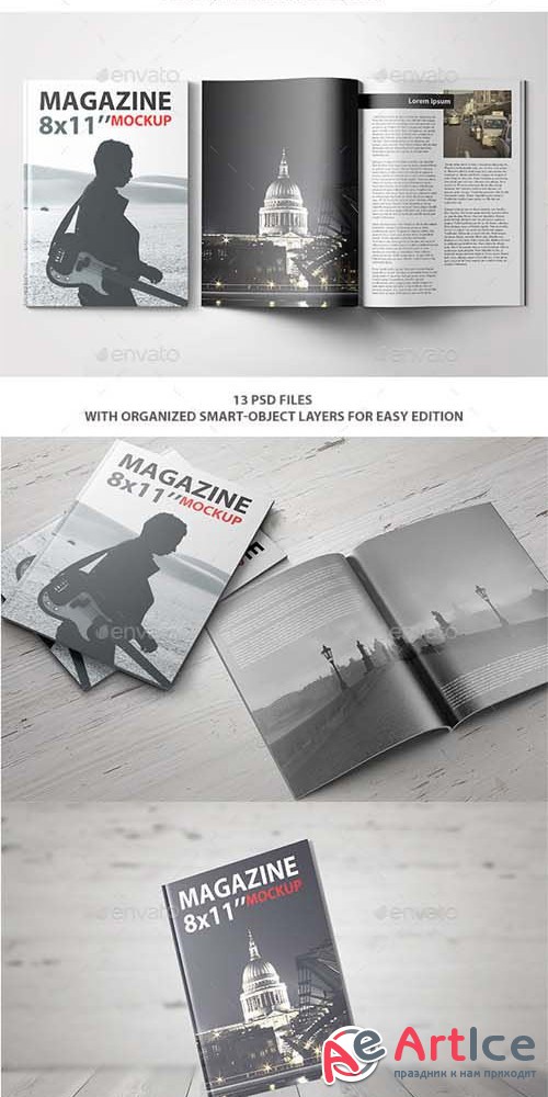 8x11 Magazine Mockup