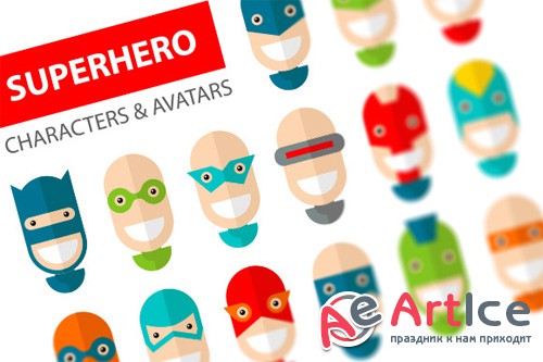 Happy Superhero Character Icons - Creativemarket 104936