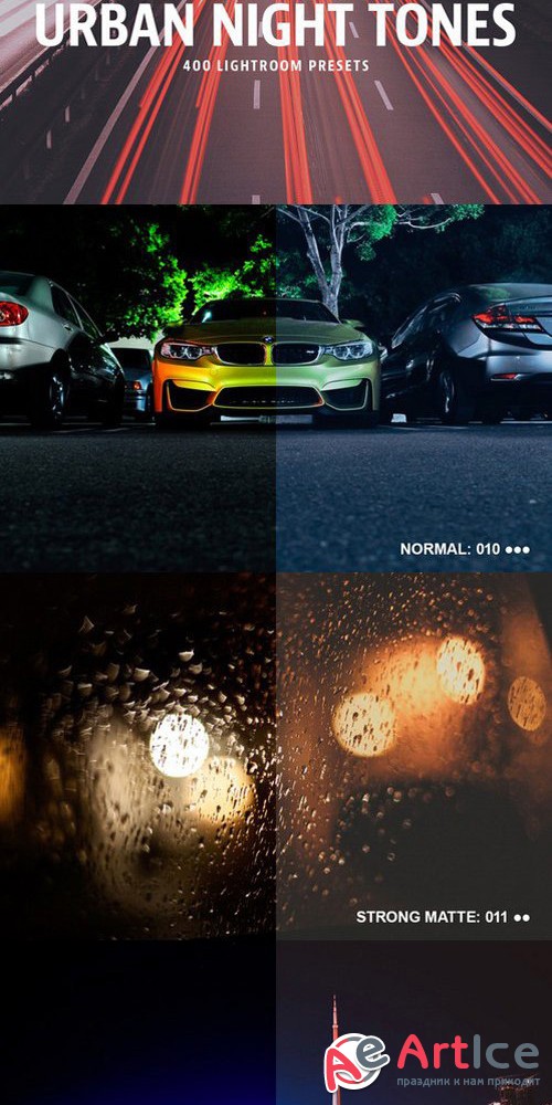 Urban Night Tones - 400 LR Presets - Creativemarket 508579