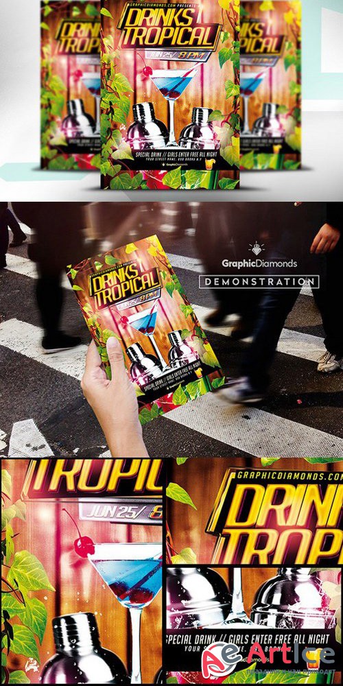 Drink Tropical PSD Flyer - Creativemarket 413830