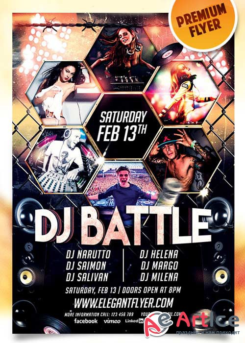 Dj Battle Flyer PSD Template + Facebook Cover