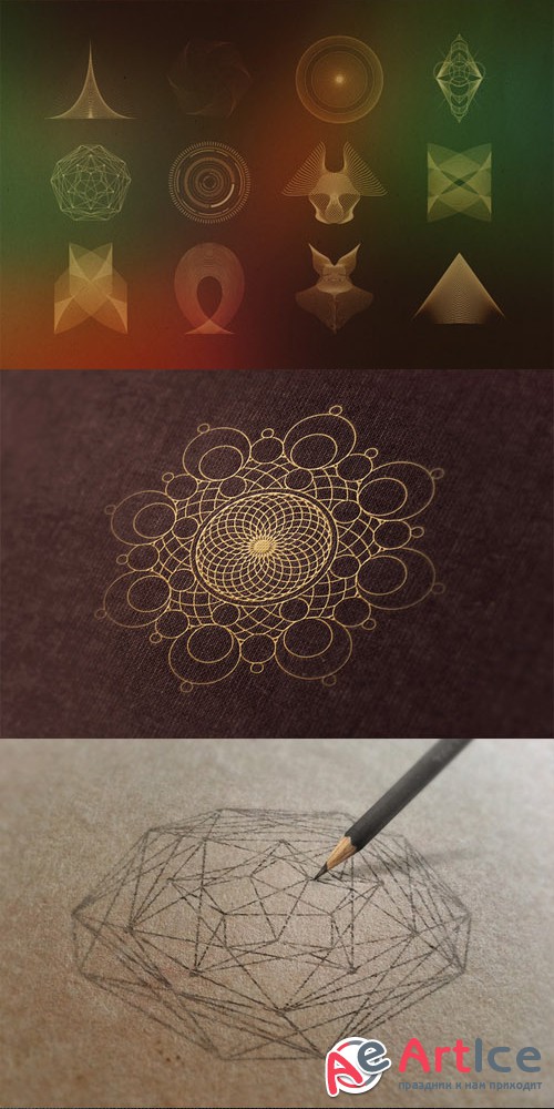 24 Geometric Shapes - Lines (v.2) - Creativemarket 42687